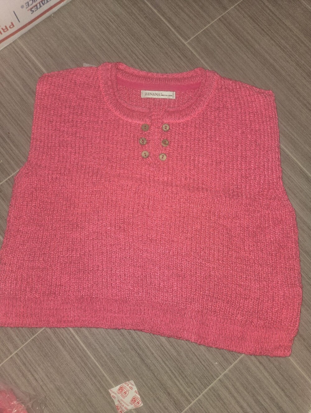 Zenana Outfitters Bright Pink Sleeveless Knit Tank with Button Detail